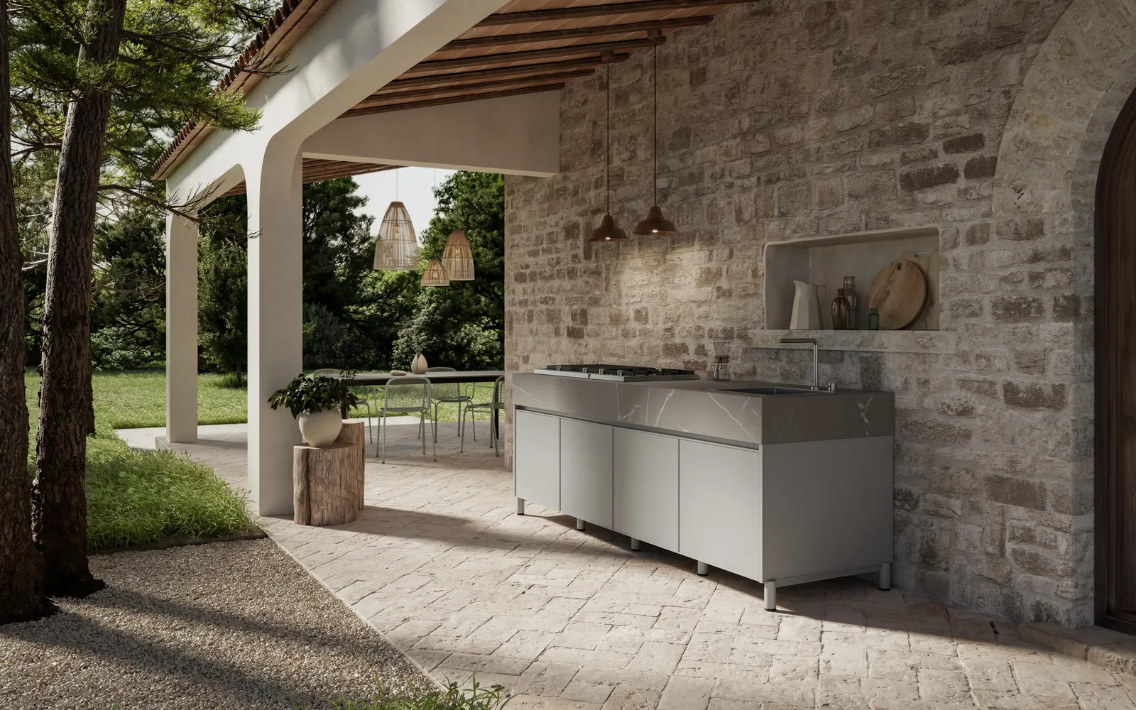 Cuisine extérieur Aura gris clair